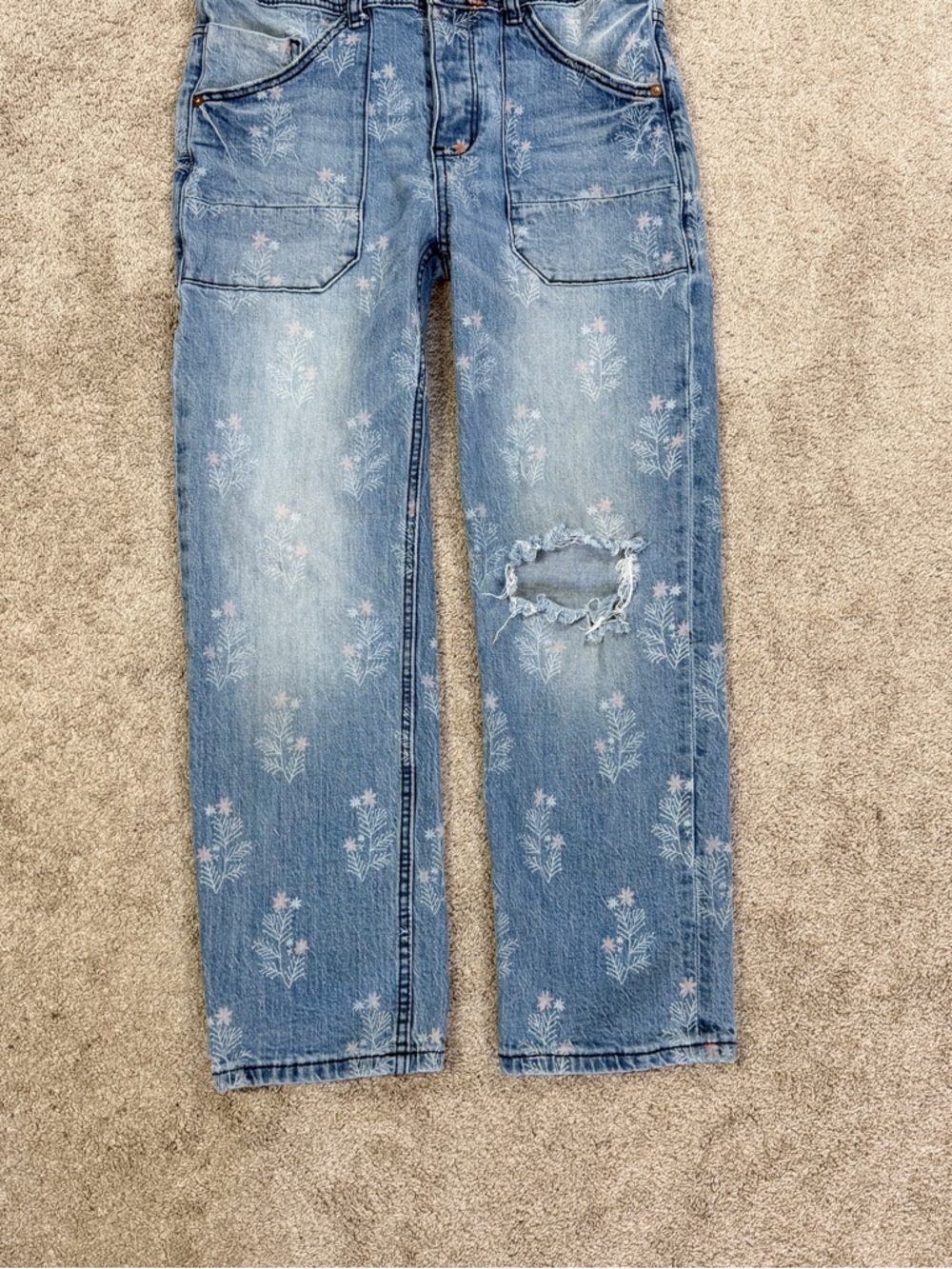 Pilcro Light Blue Distressed Denim Overalls Jumpsuit - Picture 5 of 16